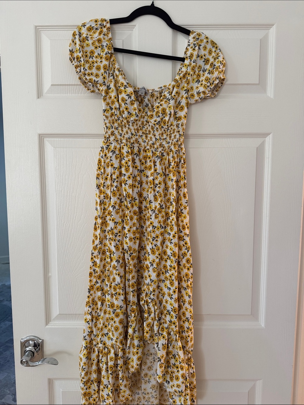 Justify White Dress with Yellow Floral Print